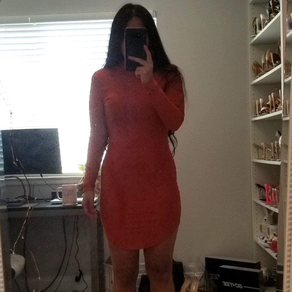 Missguided Curve Hem Mini Dress Rust